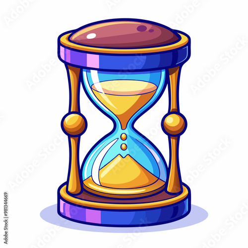 3D render hourglass, sand clock, time icons set. Vintage glossy watch countdown hours and minutes. Isolated design elements for social media on white background, Illustration in cartoon plastic style