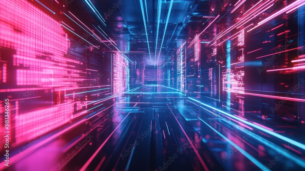 Neon Lines in a Digital Tunnel Neon Lines in a Digital Tunnel