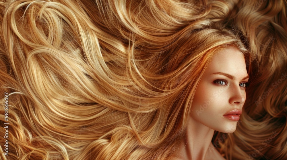 Girl with healthy shining blond hairs. Girl with healthy shining blond hairs.