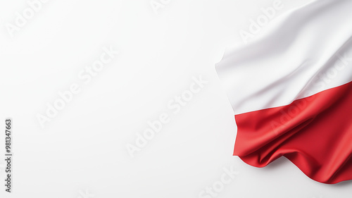 Polish flag on a plain white background with ample space for text, modern design, clean lines, high resolution