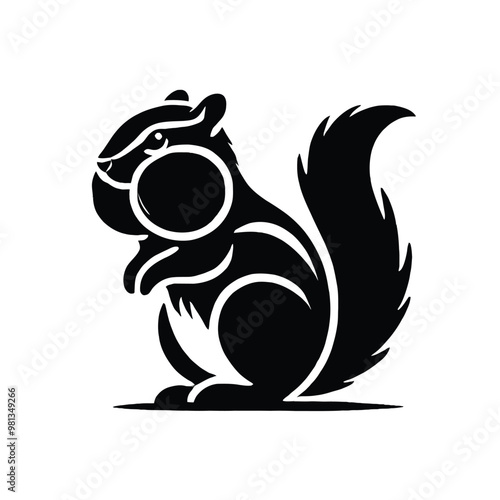 Chipmunk Silhouette with Cheeks Full