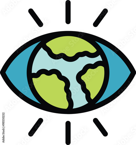 Conceptual icon of an eye watching planet earth, symbolizing environmental awareness