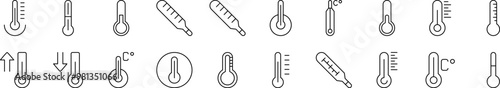Thermometer Related Icon Set. Editable Stroke. Suitable for Web Sites, Books, Cards, Apps
