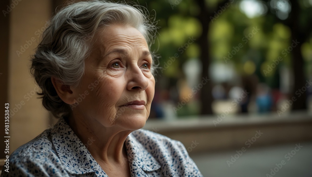 Elderly woman reflecting on the importance of honoring seniors in society on International Older Persons Day. Elderly woman reflecting on the importance of honoring seniors in society on International Older Persons Day.