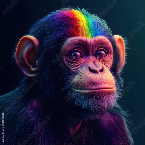 Wallpaper Mural A realistic image highlights a monkey's vibrant, rainbow-colored head image Torontodigital.ca