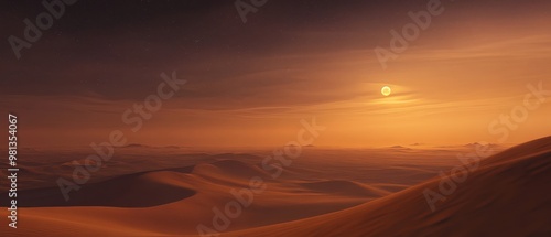 Wallpaper Mural A serene desert landscape during sunset, featuring rolling sand dunes and a warm, glowing sky. Torontodigital.ca