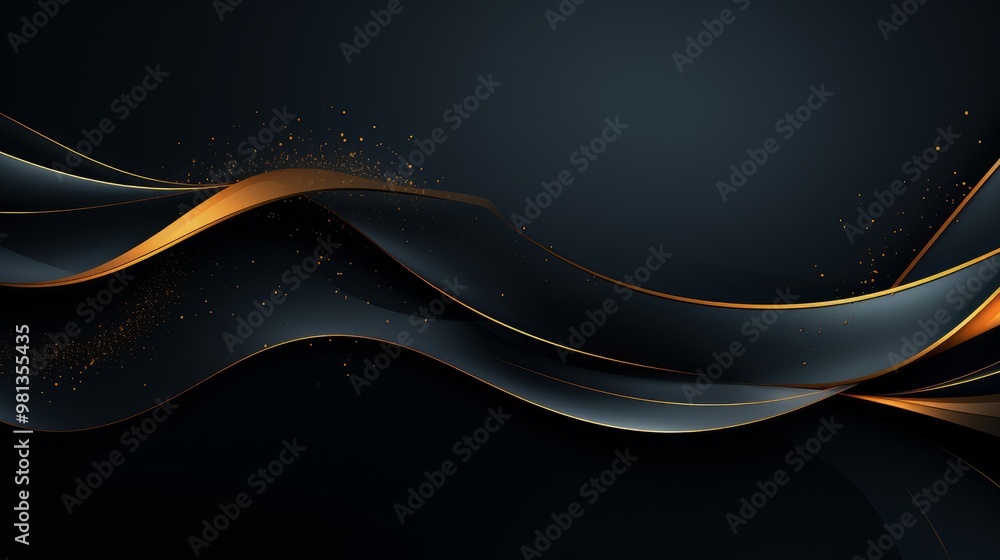 Ethereal Elegance Golden Wave on Black Gradient Ethereal Elegance Golden Wave on Black Gradient