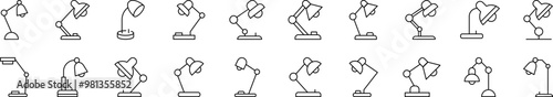 Table Lamp Thin Icons Collection. Editable Stroke. Suitable for Web Sites, Books, Cards, Apps