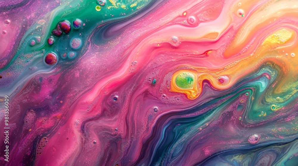 Abstract Swirling Fluid with Shimmering Gold and Bubbles Abstract Swirling Fluid with Shimmering Gold and Bubbles