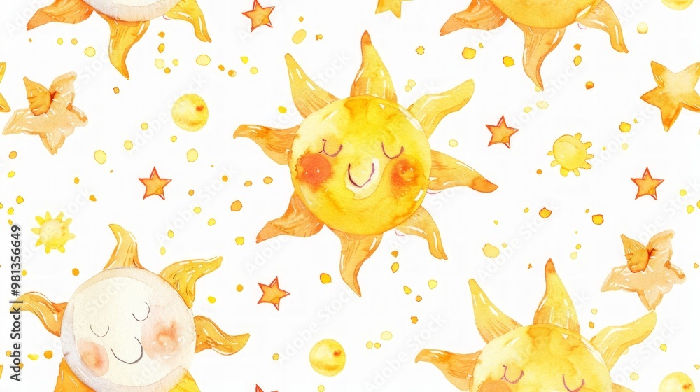 Obraz premium A watercolor illustration of a sun for kids