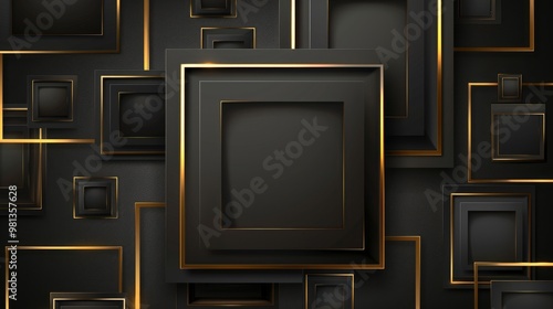 Abstract Dark Dimensions Golden Lines on Polygonal Shapes