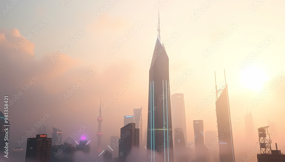 Obraz premium city skyline at sunset