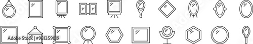 Mirror Pack of Thin Icons. Editable Stroke. Suitable for Web Sites, Books, Cards, Apps