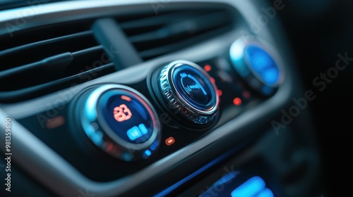 Close-up of Car Air Conditioning Controls