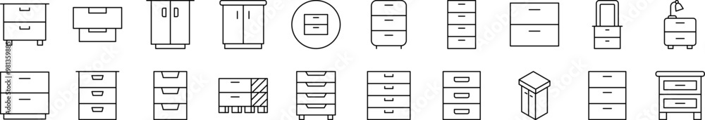 Closet Set of Thin Icons. Editable Stroke. Suitable for Web Sites, Books, Cards, Apps Closet Set of Thin Icons. Editable Stroke. Suitable for Web Sites, Books, Cards, Apps