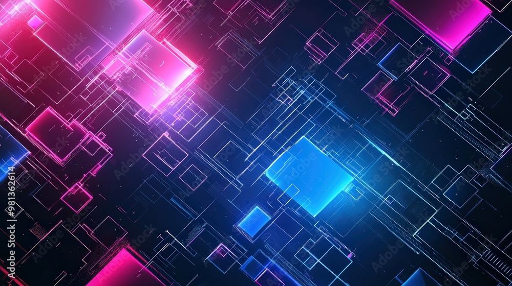 Futuristic Abstract Background with Holographic Shapes, Neon Colors, High Tech Design Futuristic Abstract Background with Holographic Shapes, Neon Colors, High Tech Design