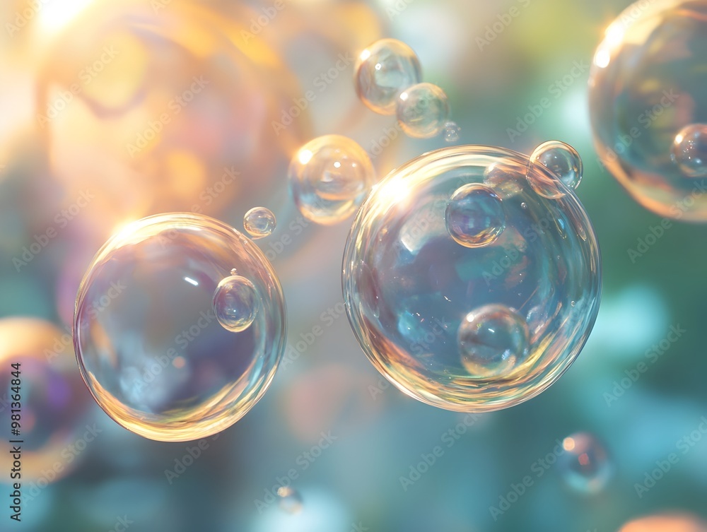 Enchanting Iridescent Bubble Spheres Floating in Surreal Ethereal Atmosphere Enchanting Iridescent Bubble Spheres Floating in Surreal Ethereal Atmosphere