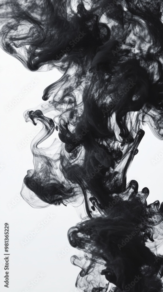 Fototapeta premium Black ink swirling in water creating abstract