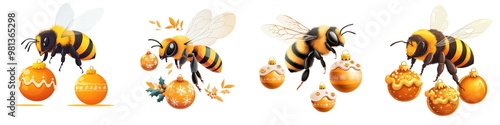 Colorful bees collecting pollen from vibrant flowers, showcasing nature's beauty and the importance of pollination.