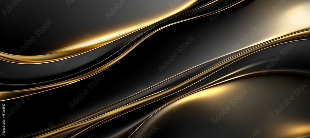 Obraz premium Luxurious Metallic Gold and Black Abstract Background with Flowing Lines for High-End Design