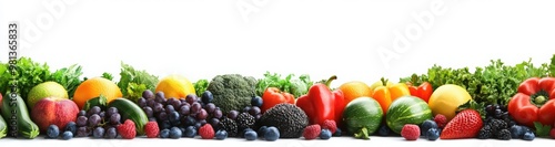 Fruit and vegetable banner with a white background. farmer's day