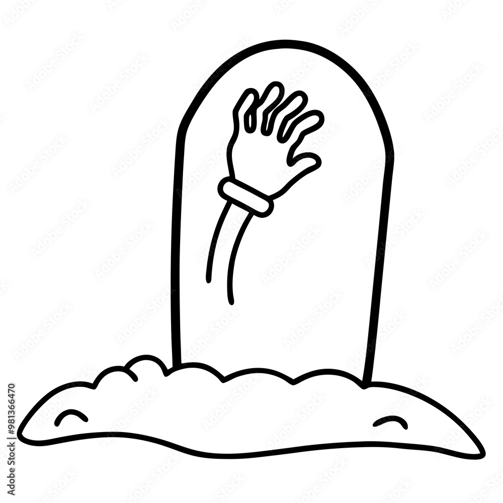 Skeleton Hand Emerging from Grave – Vector Art Skeleton Hand Emerging from Grave – Vector Art