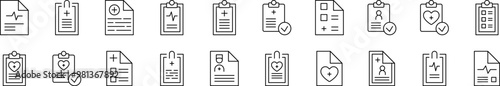 Medical Prescription Icon Set for UI, Placards, Books, Apps. Editable Stroke. Suitable for Web Sites, Books, Cards, Apps
