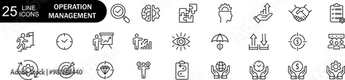 Operation management line icons.Action plan line vector icons.