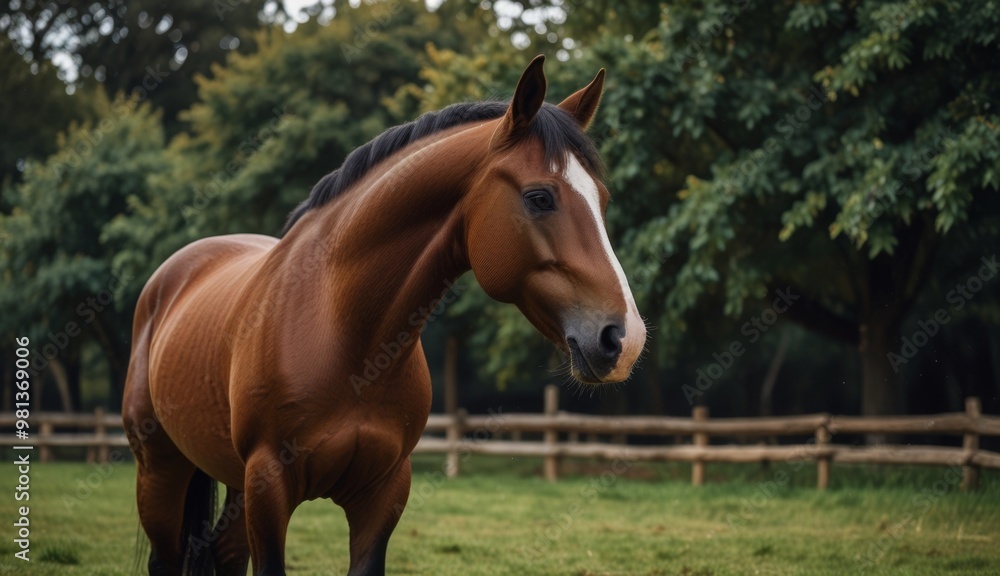 Majestic Brown Horse in Natural Setting Majestic Brown Horse in Natural Setting