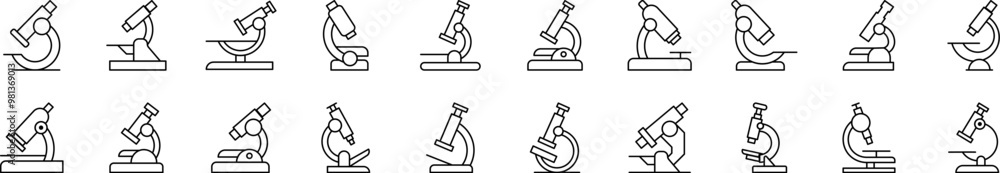 Microscope Pack of Thin Icons. Editable Stroke. Suitable for Web Sites, Books, Cards, Apps Microscope Pack of Thin Icons. Editable Stroke. Suitable for Web Sites, Books, Cards, Apps