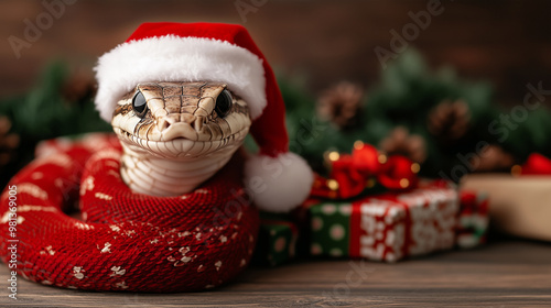 Wallpaper Mural Festive Snake in Santa Hat Torontodigital.ca