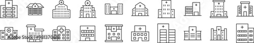 Hospital Related Line Icons for Web Sites, Books, Cards, Apps. Editable Stroke. Suitable for Web Sites, Books, Cards, Apps