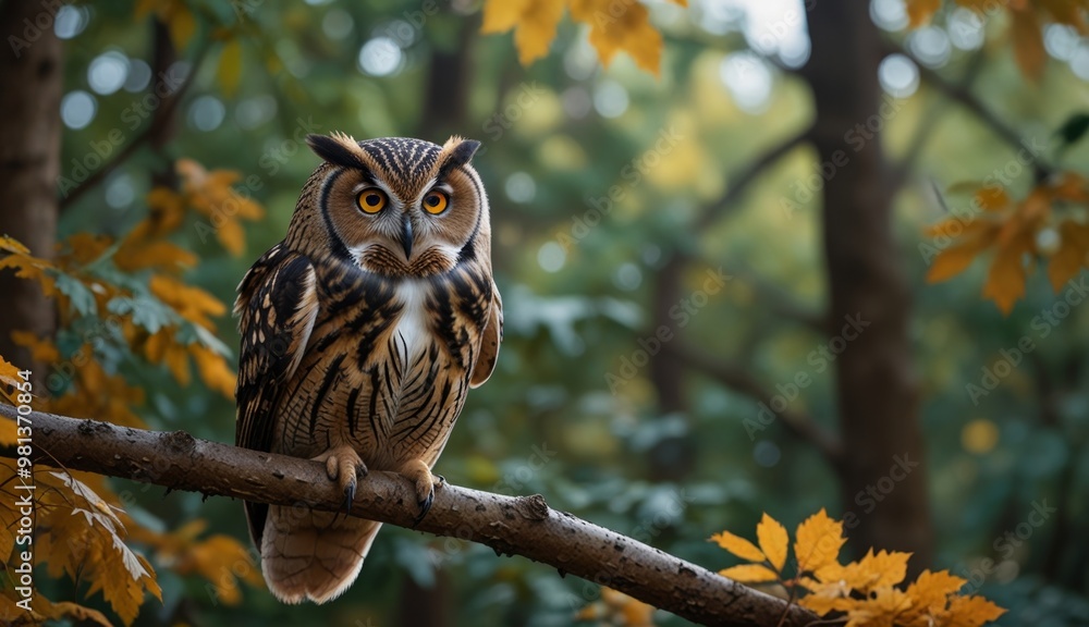 Majestic Owl in Autumn Forest Majestic Owl in Autumn Forest
