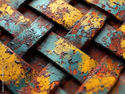 Corroded Metal Patterns in Vibrant Hues of Rust Decay and Oxidation