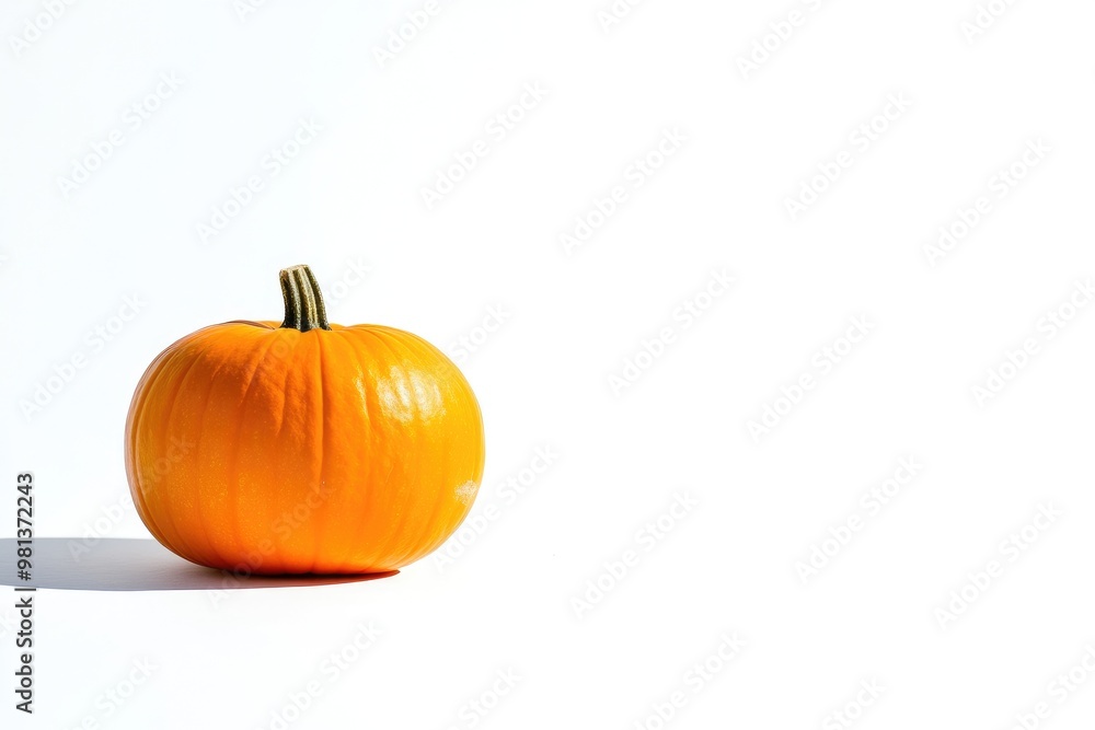 Obraz premium Single Vibrant Pumpkin on Crisp White Background