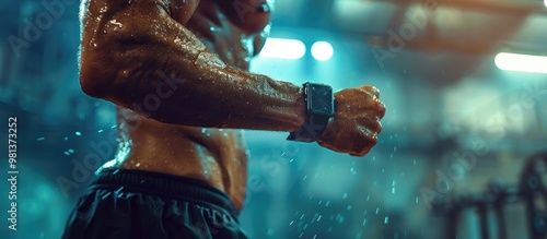 Silhouette of a Muscular Athlete Performing an Intense Workout in a Gym with Water Splashing  The Image Captures the Dedication Determination and Passion of a Fitness Enthusiast Pushing their Limits photo