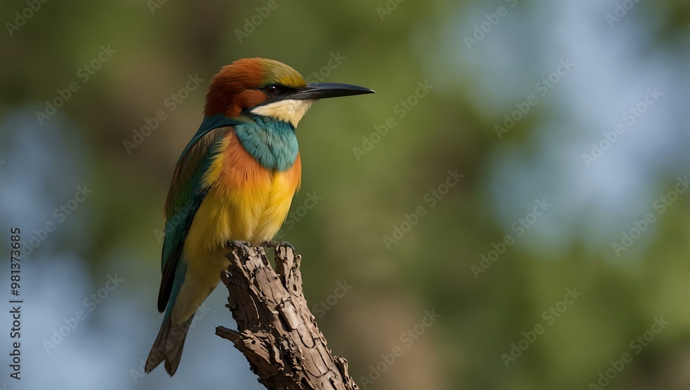 European bee-eater perched on a tree. European bee-eater perched on a tree.