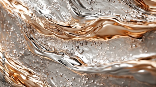 Wallpaper Mural Abstract Swirling Metallic Liquid with Bubbles Torontodigital.ca