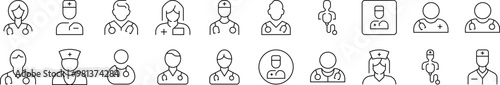 Doctor Avatar Related Line Icons for Web Sites, Books, Cards, Apps. Editable Stroke. Suitable for Web Sites, Books, Cards, Apps
