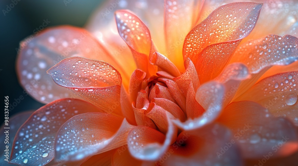 Close-Up of a Dew-Covered Orange Dahlia Petal Close-Up of a Dew-Covered Orange Dahlia Petal