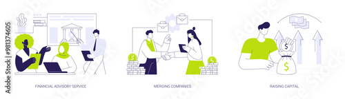 Investment bank abstract concept vector illustrations.