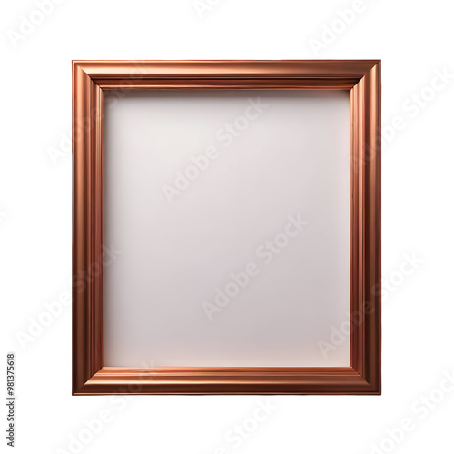 Copper photo frame isolated on transparent background