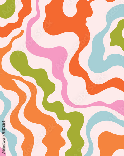 Retro 70s wavy psychedelic abstract background	