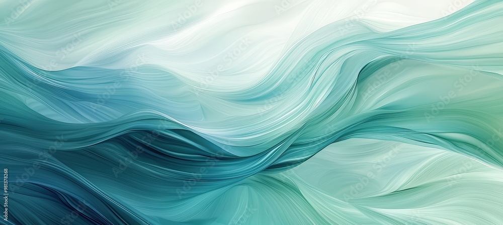 Fototapeta premium Abstract Blue and Green Flowing Waves for Wellness Content, Environmental Campaigns, or Design Projects