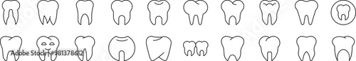 Teeth and Stomatology Simple Isolated Line Icons Collection. Editable Stroke. Suitable for Web Sites, Books, Cards, Apps