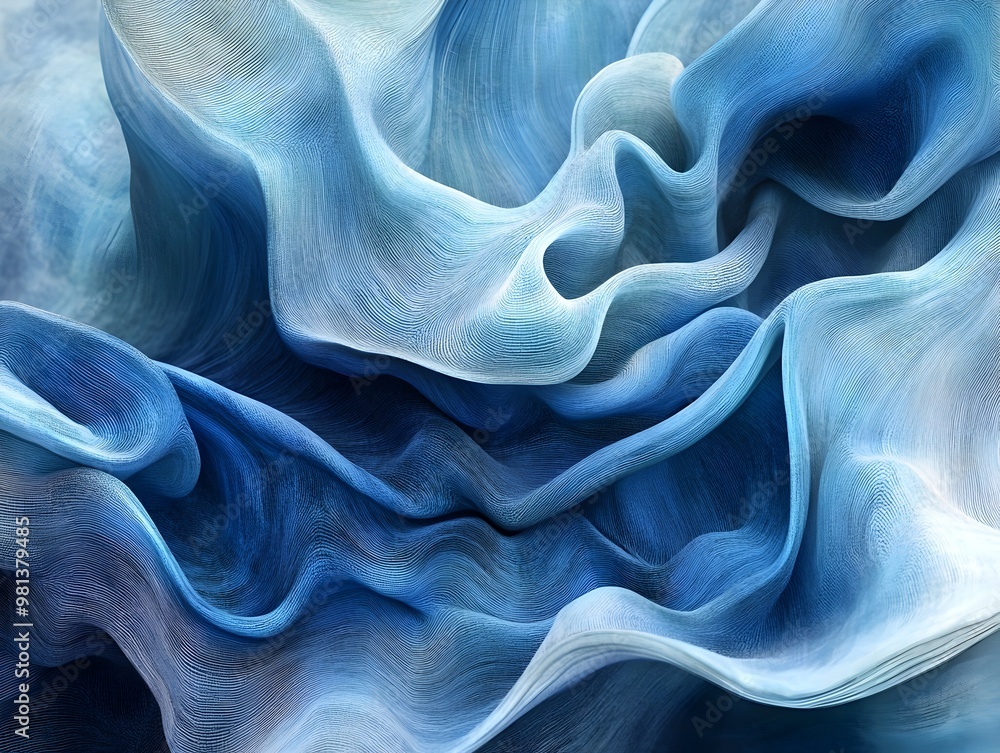 Fototapeta premium Captivating Abstract Blue Fluid Motion Shibori Texture Design for Digital Decor and Apparel