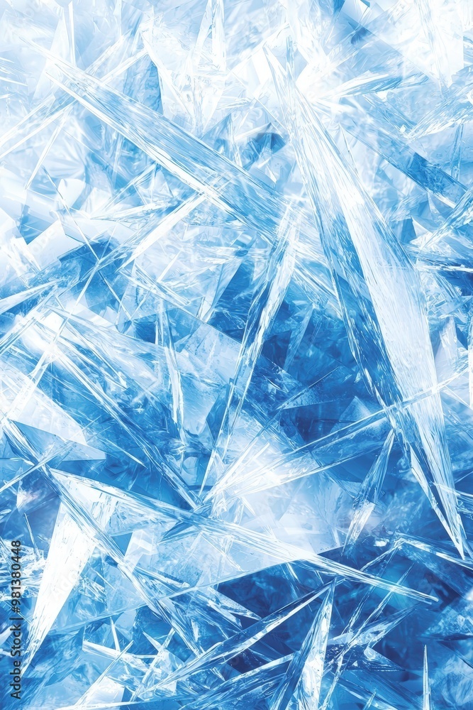 Obraz premium Abstract Icy Blue Texture with Sharp Crystalline Patterns for Winter-Themed Designs