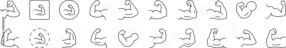 Muscles Set of Thin Icons. Editable Stroke. Suitable for Web Sites, Books, Cards, Apps Muscles Set of Thin Icons. Editable Stroke. Suitable for Web Sites, Books, Cards, Apps