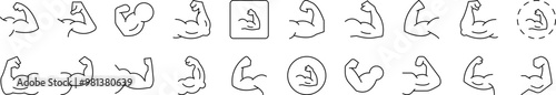 Muscles Thin Icons Collection. Editable Stroke. Suitable for Web Sites, Books, Cards, Apps