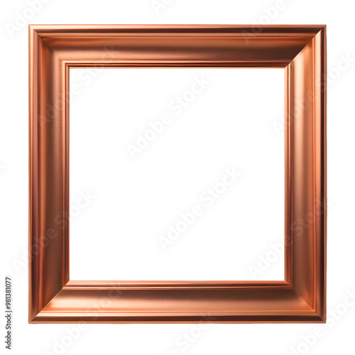 Copper photo frame isolated on transparent background